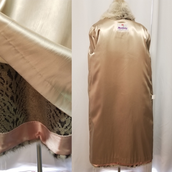 Vintage 80s Retro Monterey Fashions Faux Fur Snow Leopard Cruella Trench Coat 10 - Picture 7 of 11